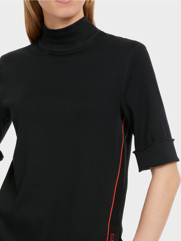 cămașă din coastă de bumbac cu guler ridicat Marc Cain negru îmbrăcăminte 4826HH1260