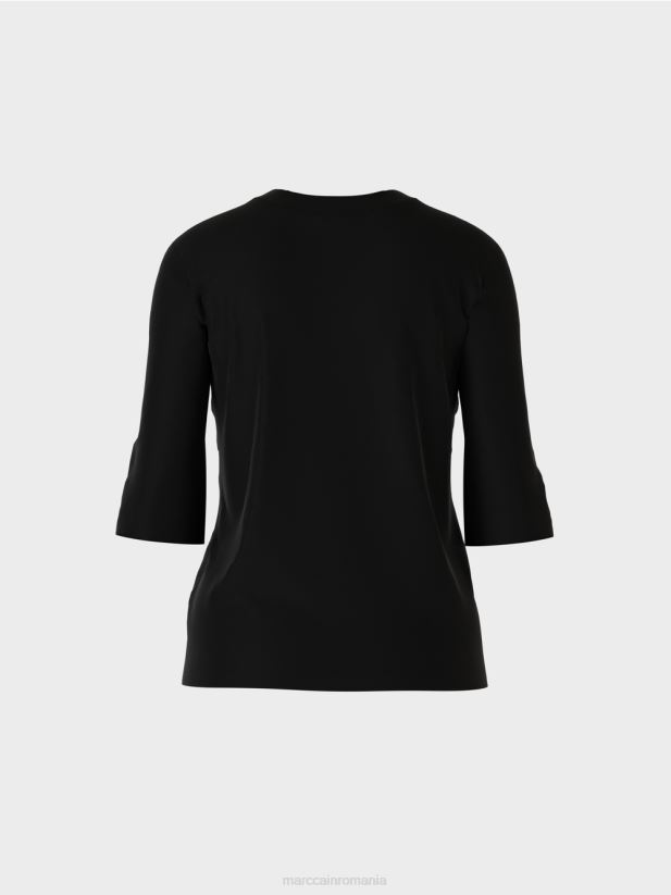 cămașă din jerseu cu nervuri din bumbac Marc Cain negru îmbrăcăminte 4826HH1461