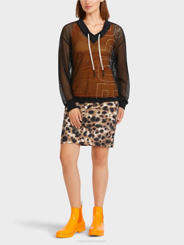 cămașă din plasă transparentă Marc Cain negru îmbrăcăminte 4826HH1435