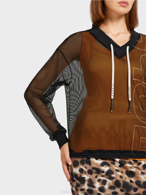cămașă din plasă transparentă Marc Cain negru îmbrăcăminte 4826HH1435