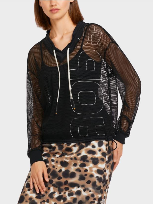 cămașă din plasă transparentă Marc Cain negru îmbrăcăminte 4826HH1435