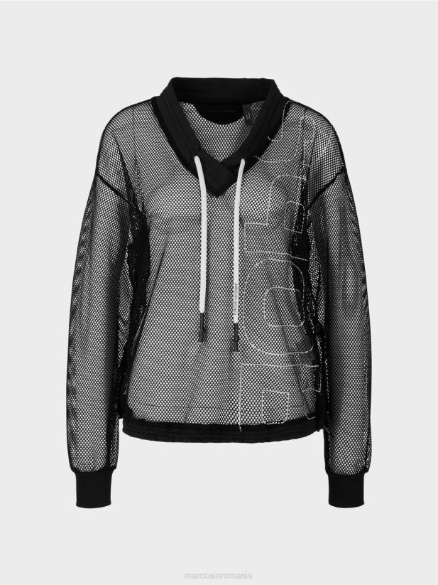 cămașă din plasă transparentă Marc Cain negru îmbrăcăminte 4826HH1435