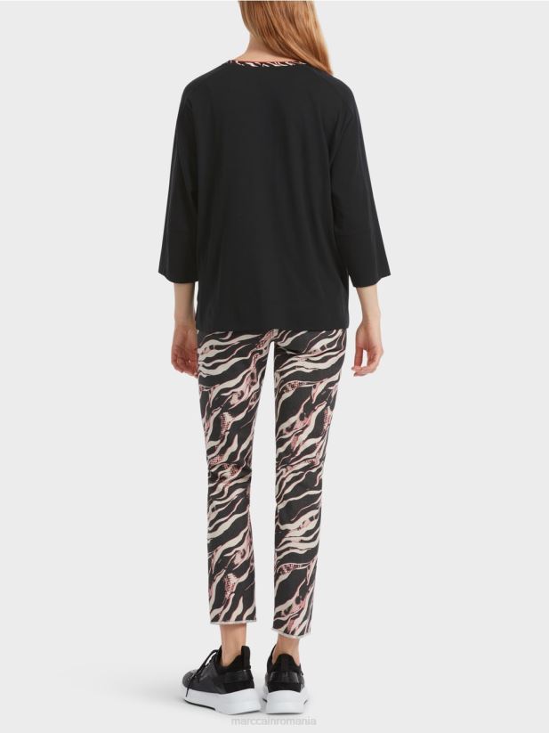 cămașă largă „regândește împreună”. Marc Cain negru îmbrăcăminte 4826HH1258