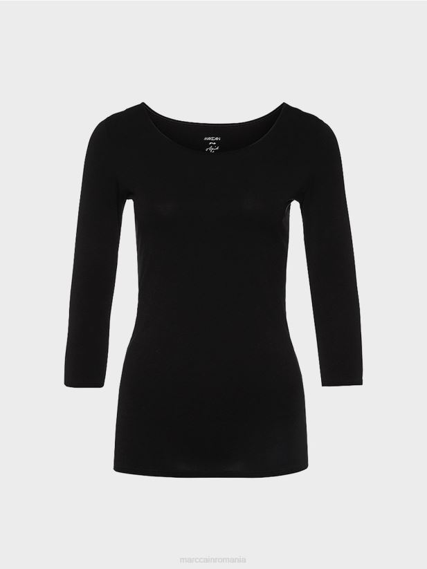 camasa extrem de delicata cu maneca lunga Marc Cain negru îmbrăcăminte 4826HH1470