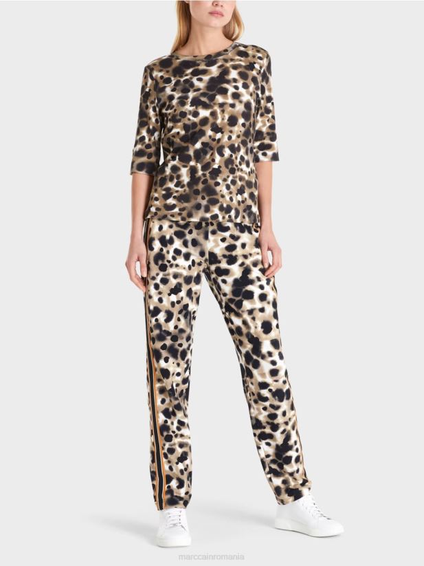 camasa imprimata cu maneci 3/4 Marc Cain cafea ușoară îmbrăcăminte 4826HH1438