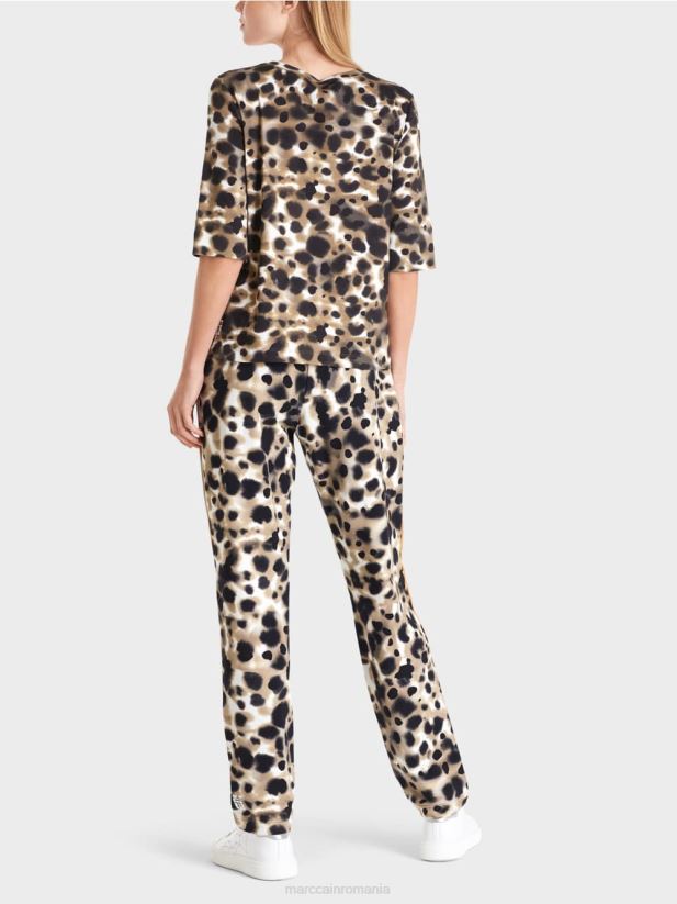 camasa imprimata cu maneci 3/4 Marc Cain cafea ușoară îmbrăcăminte 4826HH1438