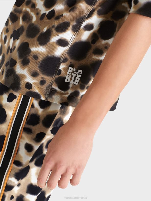 camasa imprimata cu maneci 3/4 Marc Cain cafea ușoară îmbrăcăminte 4826HH1438