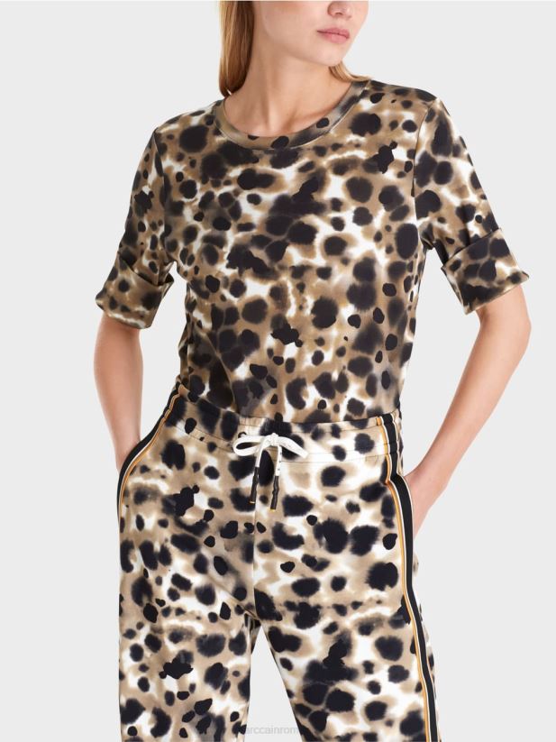 camasa imprimata cu maneci 3/4 Marc Cain cafea ușoară îmbrăcăminte 4826HH1438