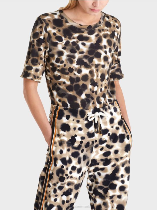 camasa imprimata cu maneci 3/4 Marc Cain cafea ușoară îmbrăcăminte 4826HH1438