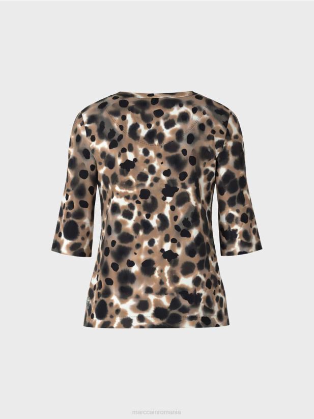 camasa imprimata cu maneci 3/4 Marc Cain cafea ușoară îmbrăcăminte 4826HH1438
