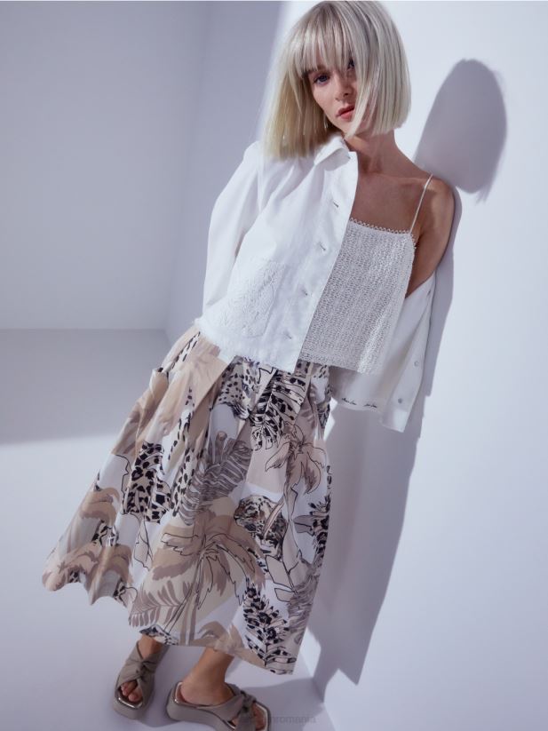 crop top din dantelă Marc Cain aproape alb îmbrăcăminte 4826HH1401