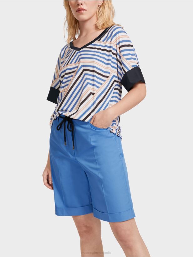 guler ridicat cu decolteu în V Marc Cain azur îmbrăcăminte 4826HH1354