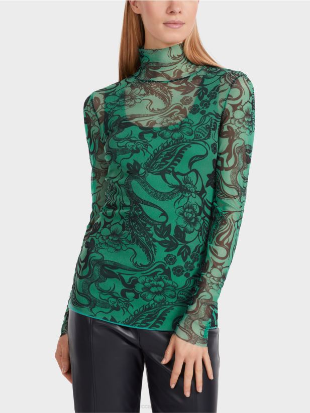 mânecă lungă din tul imprimat Marc Cain smalț îmbrăcăminte 4826HH1244