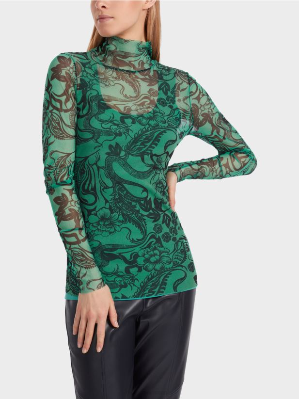 mânecă lungă din tul imprimat Marc Cain smalț îmbrăcăminte 4826HH1244