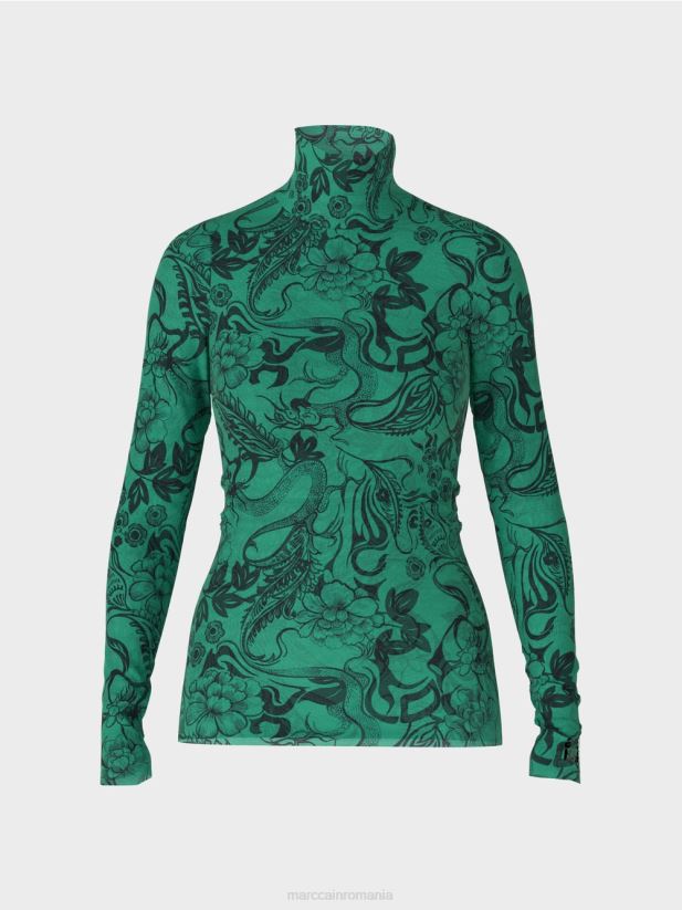 mânecă lungă din tul imprimat Marc Cain smalț îmbrăcăminte 4826HH1244