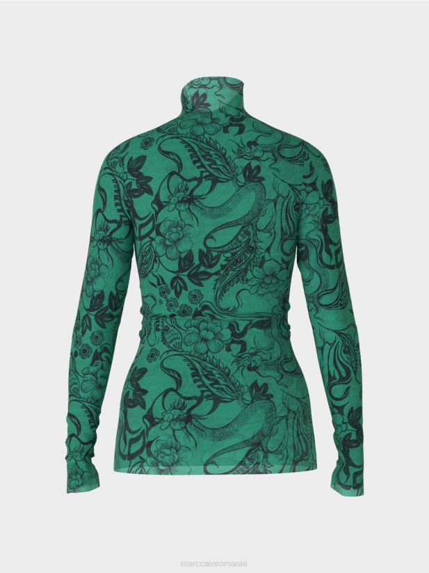 mânecă lungă din tul imprimat Marc Cain smalț îmbrăcăminte 4826HH1244