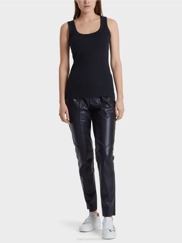 maiou cu nervuri fine Marc Cain albastru miezul nopții îmbrăcăminte 4826HH1467