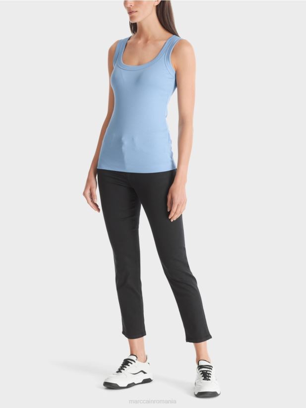 maiou cu nervuri fine Marc Cain cer întunecat de vară îmbrăcăminte 4826HH1349