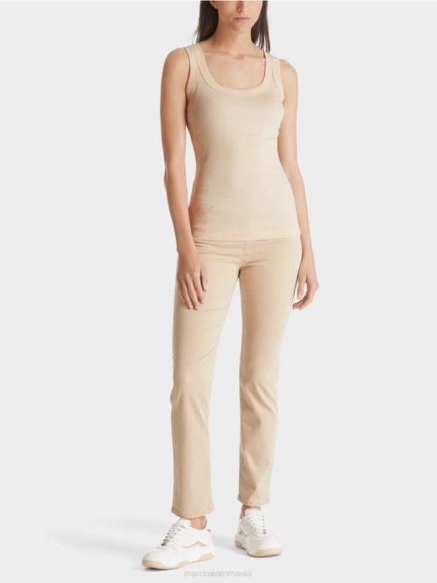 maiou cu nervuri fine Marc Cain crema inchisa îmbrăcăminte 4826HH1345