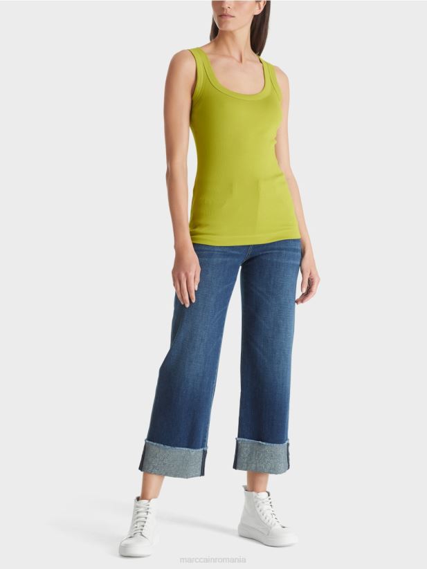 maiou cu nervuri fine Marc Cain verde măsliniu strălucitor îmbrăcăminte 4826HH1352