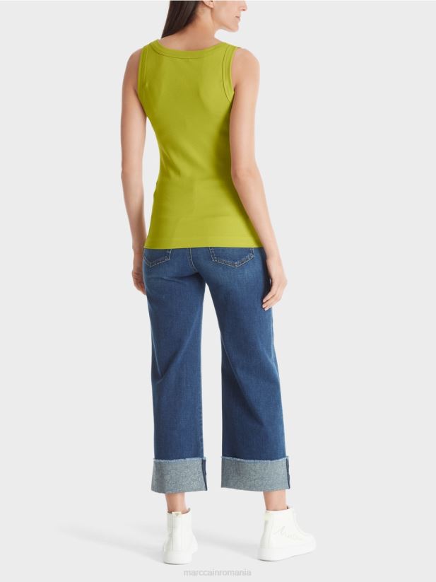 maiou cu nervuri fine Marc Cain verde măsliniu strălucitor îmbrăcăminte 4826HH1352