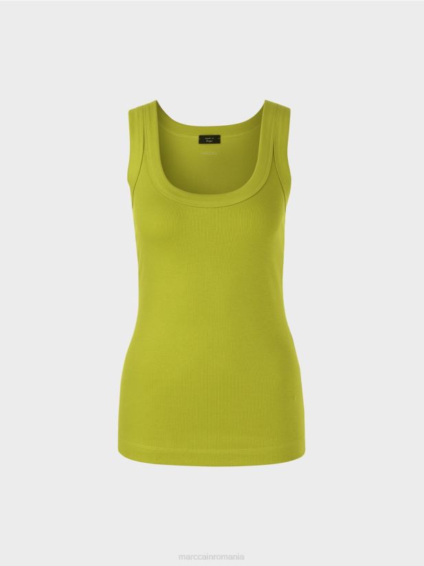 maiou cu nervuri fine Marc Cain verde măsliniu strălucitor îmbrăcăminte 4826HH1352