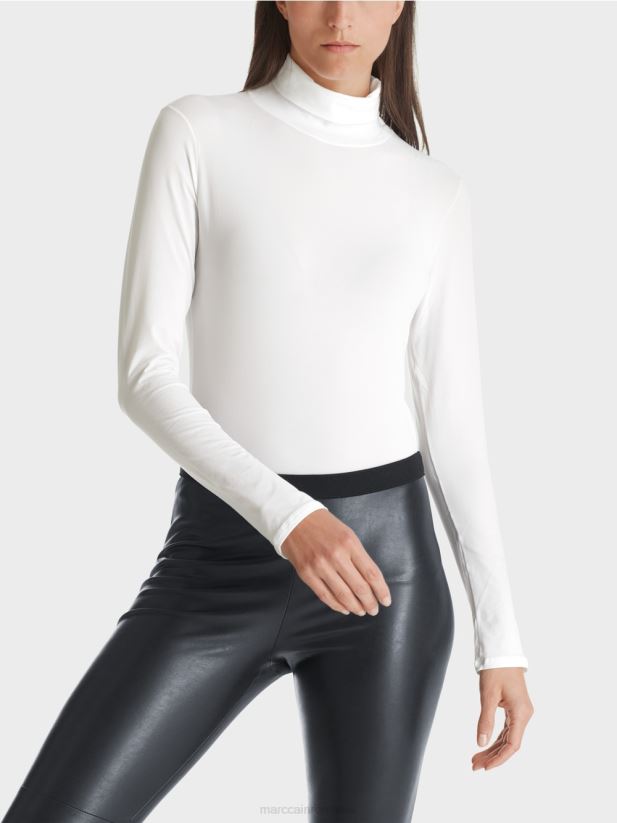 pulover delicat cu guler rulat Marc Cain alb îmbrăcăminte 4826HH1484