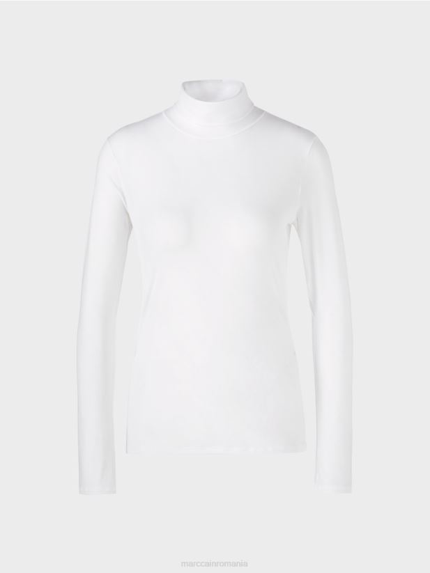 pulover delicat cu guler rulat Marc Cain alb îmbrăcăminte 4826HH1484
