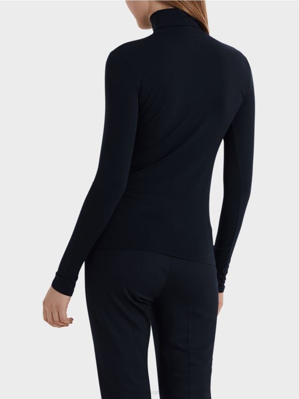 pulover delicat cu guler rulat Marc Cain albastru miezul nopții îmbrăcăminte 4826HH1482