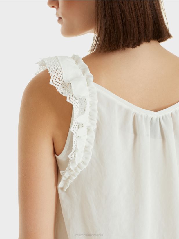 „regândiți împreună” de sus Marc Cain aproape alb îmbrăcăminte 4826HH1408