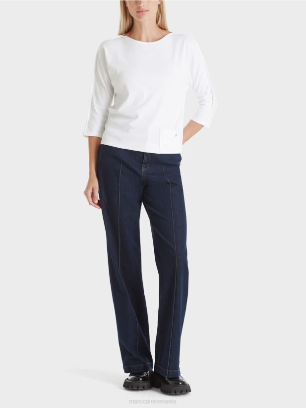 top cu decolteu barca Marc Cain alb îmbrăcăminte 4826HH1293