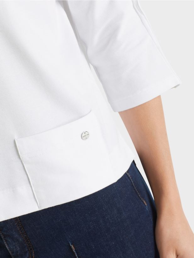 top cu decolteu barca Marc Cain alb îmbrăcăminte 4826HH1293