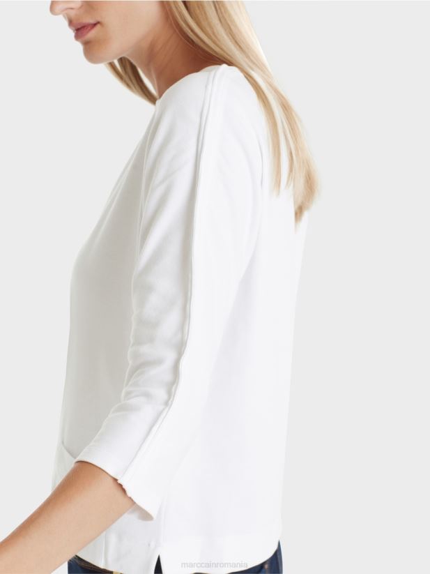 top cu decolteu barca Marc Cain alb îmbrăcăminte 4826HH1293
