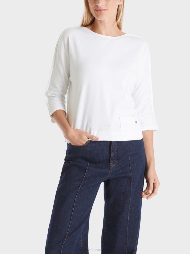 top cu decolteu barca Marc Cain alb îmbrăcăminte 4826HH1293