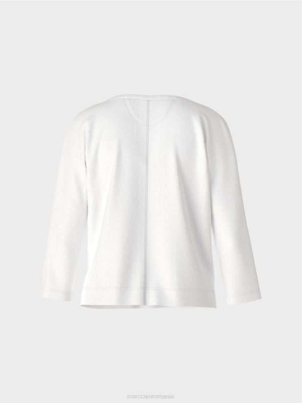 top cu decolteu barca Marc Cain alb îmbrăcăminte 4826HH1293