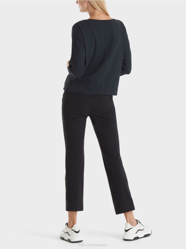 top cu decolteu barca Marc Cain albastru miezul nopții îmbrăcăminte 4826HH1292