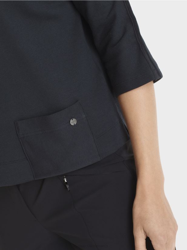 top cu decolteu barca Marc Cain albastru miezul nopții îmbrăcăminte 4826HH1292