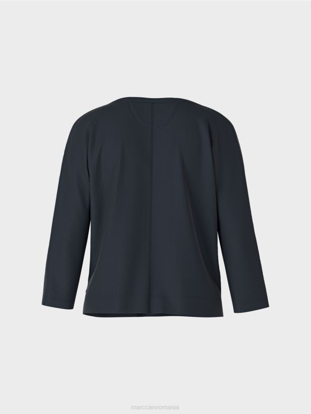 top cu decolteu barca Marc Cain albastru miezul nopții îmbrăcăminte 4826HH1292