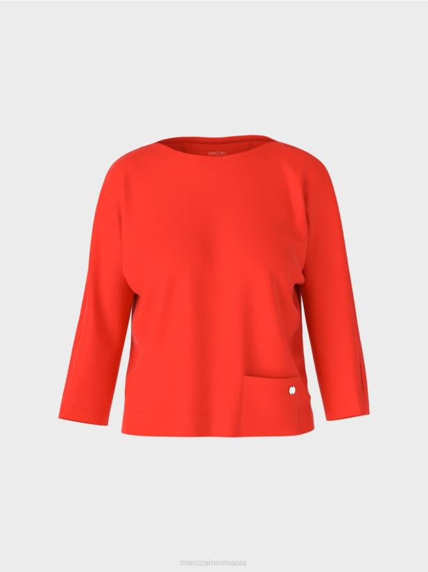 top cu decolteu barca Marc Cain campari îmbrăcăminte 4826HH1273