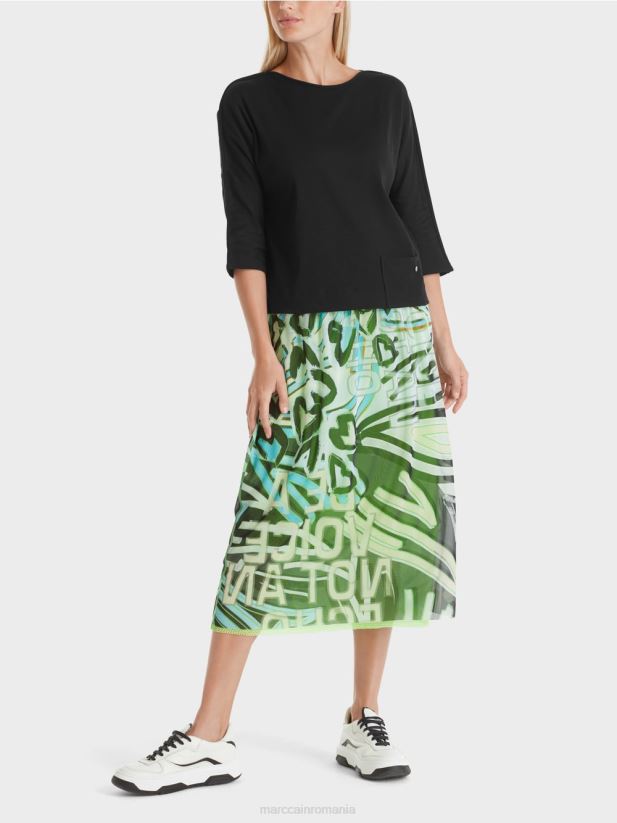 top cu decolteu barca Marc Cain negru îmbrăcăminte 4826HH1272