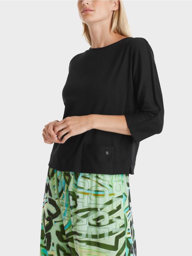 top cu decolteu barca Marc Cain negru îmbrăcăminte 4826HH1272