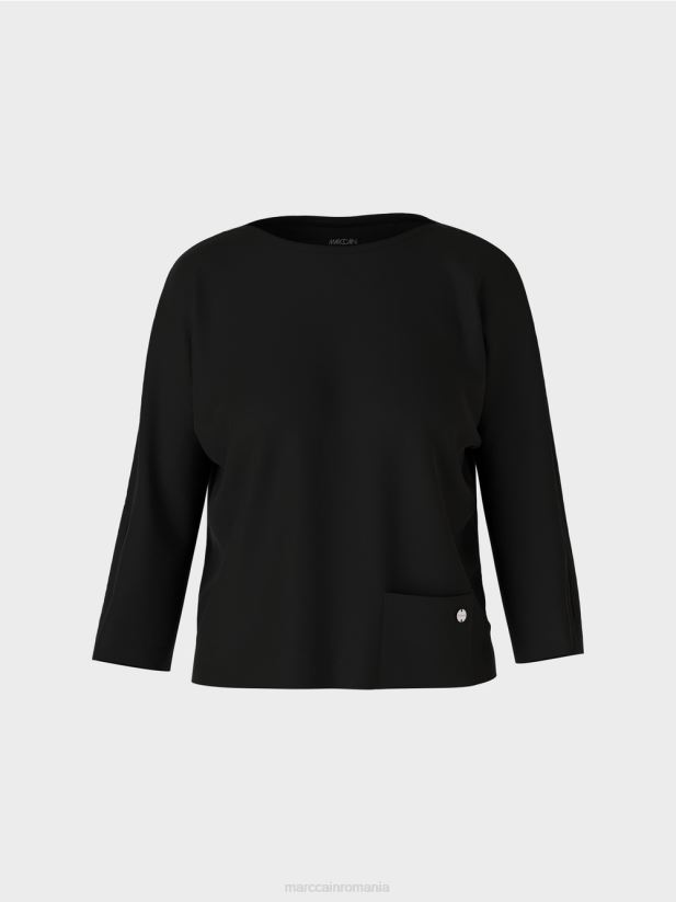 top cu decolteu barca Marc Cain negru îmbrăcăminte 4826HH1272