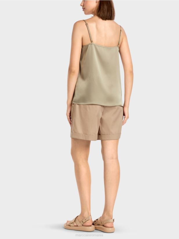 top cu decolteu din dantela Marc Cain moale taupe îmbrăcăminte 4826HH1411