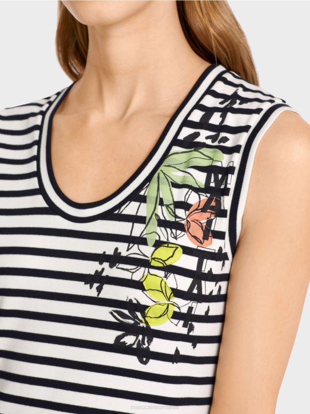 top cu dungi cu imprimeu Marc Cain var usor îmbrăcăminte 4826HH1388