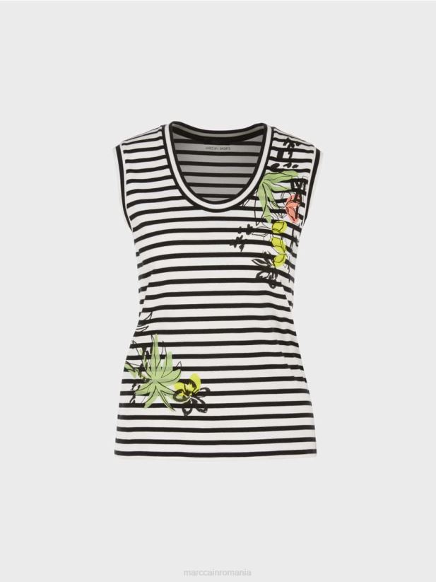 top cu dungi cu imprimeu Marc Cain var usor îmbrăcăminte 4826HH1388