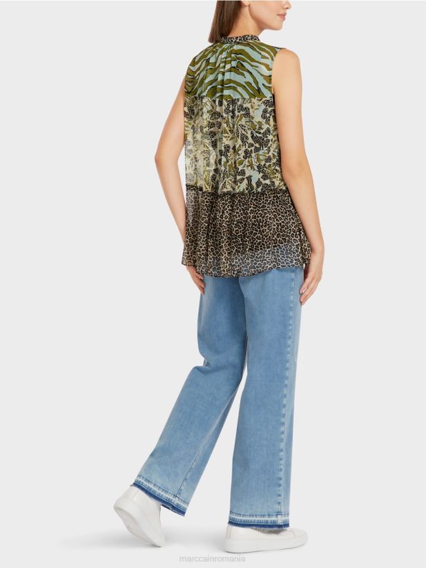 top cu etaje fără mâneci lungi Marc Cain luminator moale îmbrăcăminte 4826HH1429