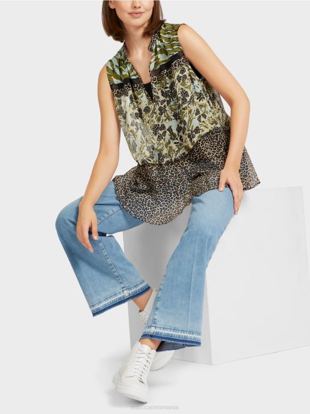 top cu etaje fără mâneci lungi Marc Cain luminator moale îmbrăcăminte 4826HH1429