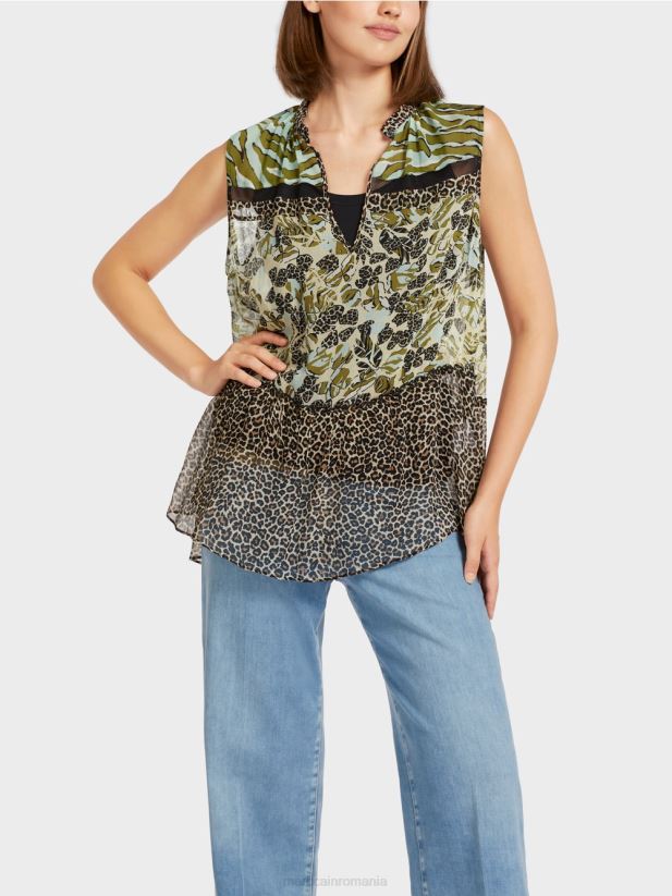 top cu etaje fără mâneci lungi Marc Cain luminator moale îmbrăcăminte 4826HH1429