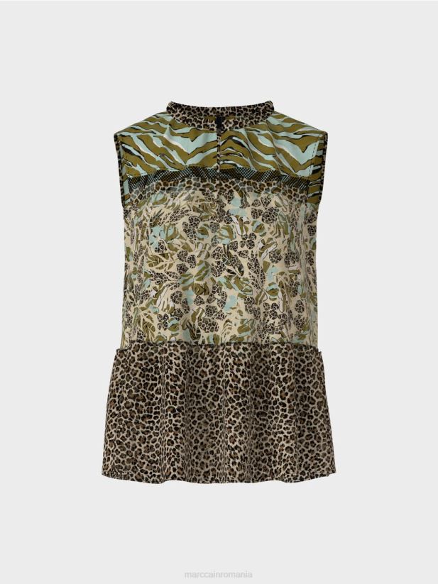 top cu etaje fără mâneci lungi Marc Cain luminator moale îmbrăcăminte 4826HH1429