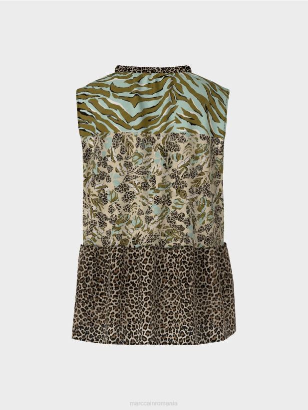 top cu etaje fără mâneci lungi Marc Cain luminator moale îmbrăcăminte 4826HH1429